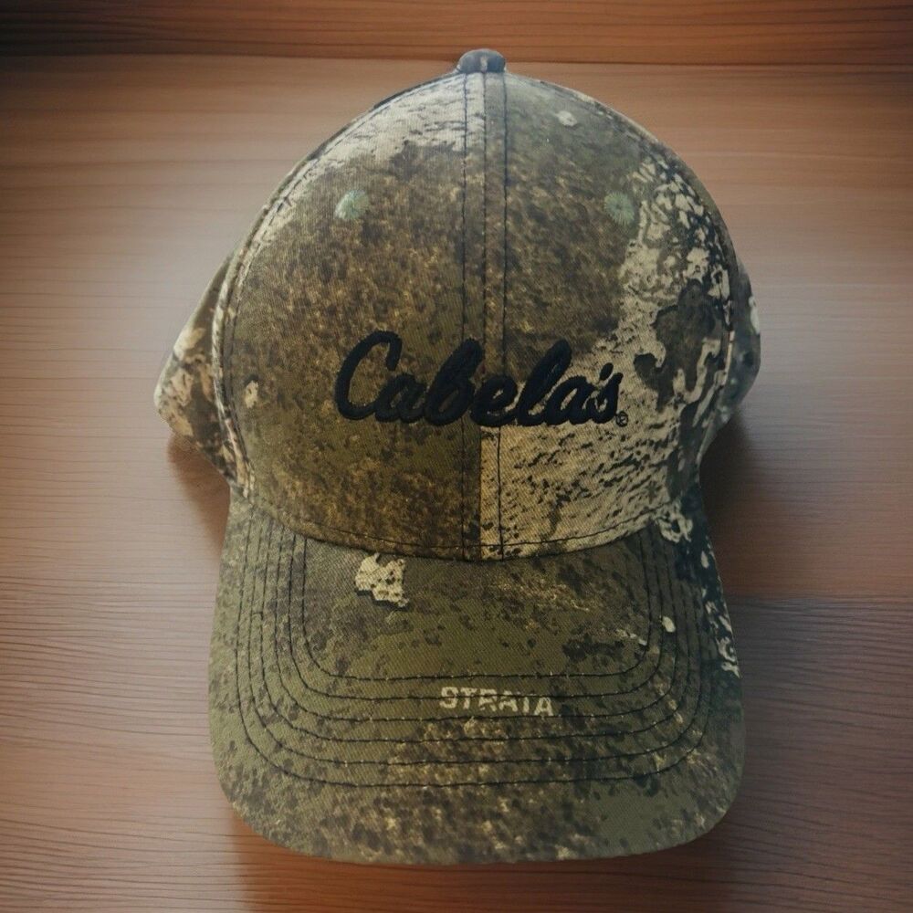 Cabela’s Men’s Camo Baseball Cap Adjustable Snapback Logo Canvas Hat NWOT